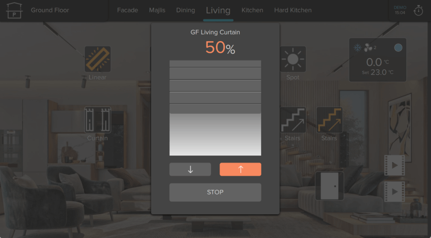 Curtain control on smart home user interface
